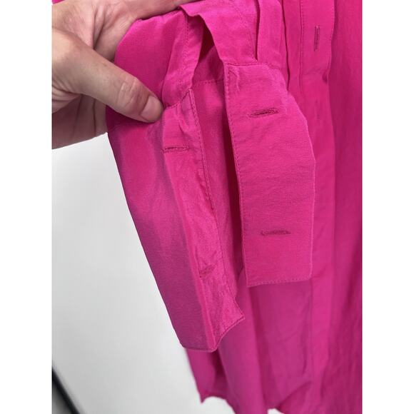 Linea By Louis Dell’olio Fuchsia Silk Tuxedo Tunic Length Jewels Button Small - Picture 4 of 5